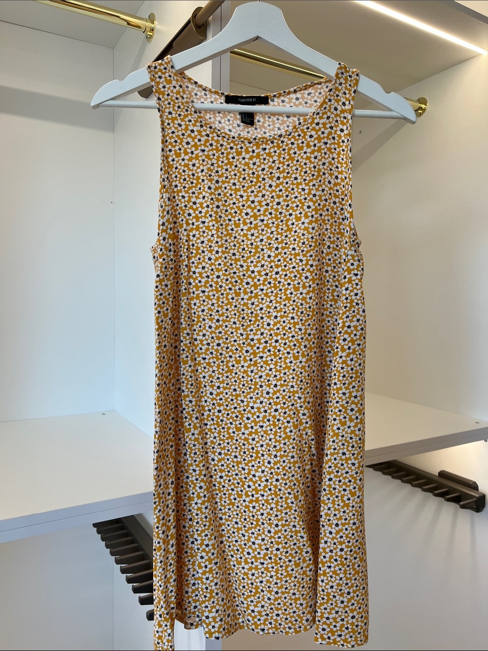 Forever 21 Yellow Floral Sleeveless Mini Dress